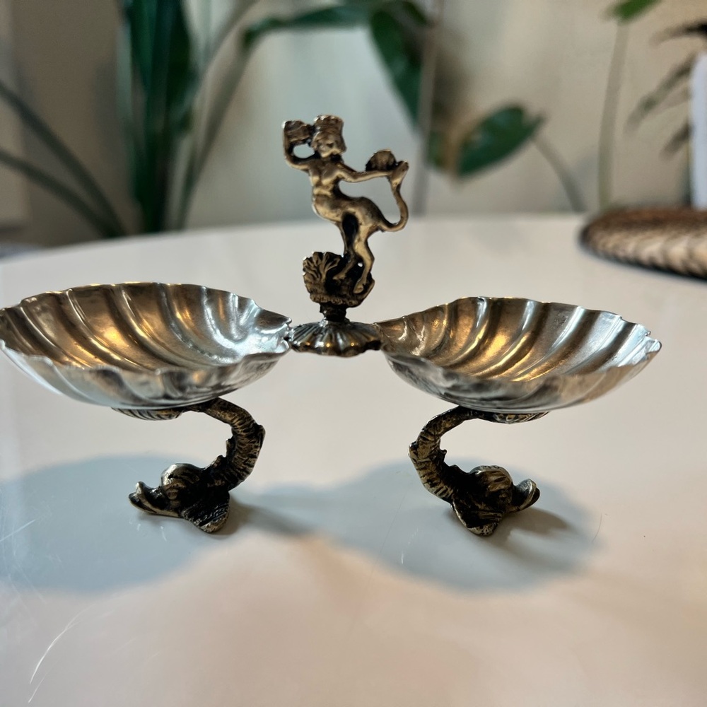 Antique Silver and Brass Shell Made in Italy